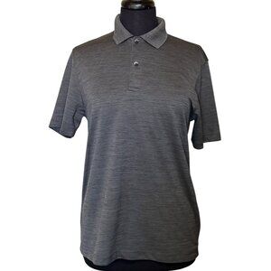 Men's Dark Gray Textured Print Polo Shirt Size S Polyester (Unknown Brand)
